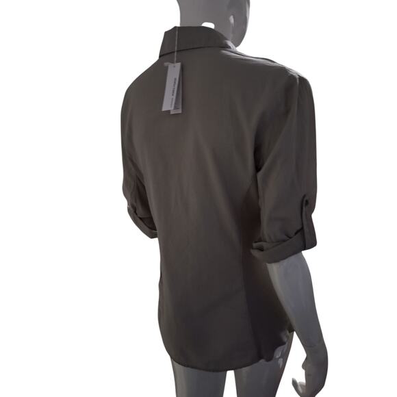 James Perse Womens 3 Large Roll Tab Contrast Panel Luxury Prep Old Money Shirt - Picture 9 of 13